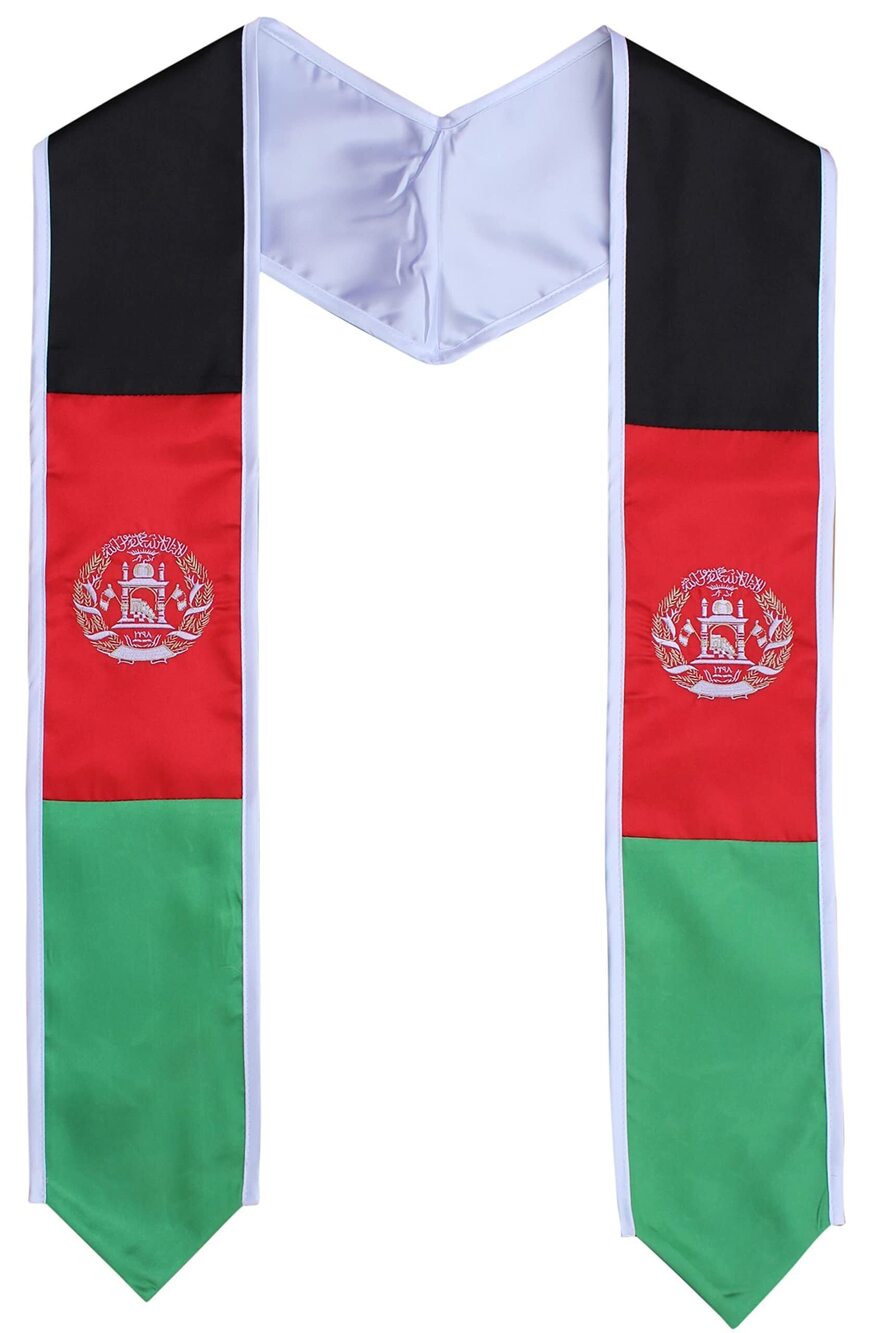 7423 Graduation Country Flag Stole Embroidered Sash Scarf Afghanistan